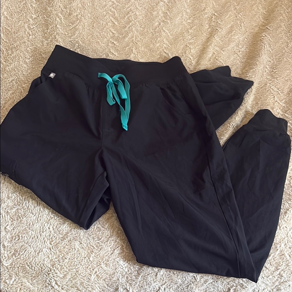 Black Figs Scrubs Joggers with Teal Drawstring size small